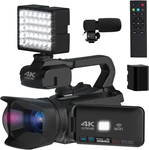 4k Camcorder Full HD 4K Vlogging Camera With 4.0" Touch Screen 18X Digital Zoom Fill Light - Image 3